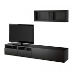 БЕСТО Шкаф для ТВ, комбин/стеклян дверцы - Лаппвикен/Синдвик черно-коричневый прозрачное стекло, направляющие ящика,нажимные БЕСТО Шкаф для ТВ, комбин/стеклян дверцы - Лаппвикен/Синдвик черно-коричневый прозрачное стекло, направляющие ящика,нажимные