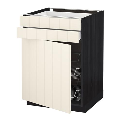 МЕТОД / МАКСИМЕРА Напольн шкаф/дверца/2ящ/првл крзн - под дерево черный, Хитарп белый с оттенком, 60x60 см