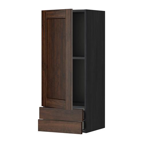 МЕТОД / МАКСИМЕРА Навесной шкаф с дверцей/2 ящика - под дерево черный, Эдсерум под дерево коричневый, 40x100 см МЕТОД / МАКСИМЕРА Навесной шкаф с дверцей/2 ящика - под дерево черный, Эдсерум под дерево коричневый, 40x100 см