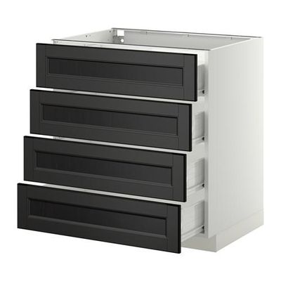 МЕТОД / ФОРВАРА Напольн шкаф 4 фронт панели/4 ящика - 80x60 см, Лаксарби черно-коричневый, белый МЕТОД / ФОРВАРА Напольн шкаф 4 фронт панели/4 ящика - 80x60 см, Лаксарби черно-коричневый, белый