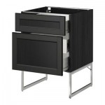 МЕТОД / ФОРВАРА Наполн шк 2 фрнт/3 средн ящ - 60x60x60 см, Лаксарби черно-коричневый, под дерево черный