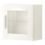 БРИМНЭС Навесной шкаф со стеклянной дверью - белый