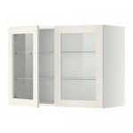 МЕТОД Навесной шкаф с полками/2 стекл дв - 80x60 см, Росдаль белый ясень, белый