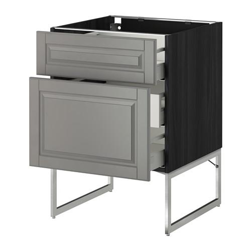 МЕТОД Наполн шк 2 фрнт/3 средн ящ - под дерево черный, Будбин серый, 60x60x60 см