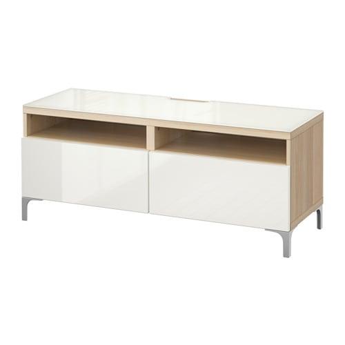 БЕСТО Тумба д/ТВ с ящиками - под беленый дуб/Сельсвикен глянцевый/белый, направляющие ящика,нажимные