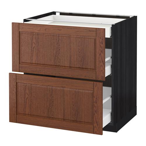 МЕТОД / МАКСИМЕРА Напольный шкаф/2фасада/3ящика - под дерево черный, Филипстад коричневый, 80x60 см