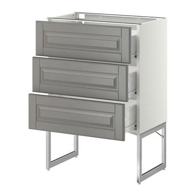 МЕТОД / ФОРВАРА Нплн шк 3 фрнт/3 средн ящика - 60x37x60 см, Будбин серый, белый МЕТОД / ФОРВАРА Нплн шк 3 фрнт/3 средн ящика - 60x37x60 см, Будбин серый, белый