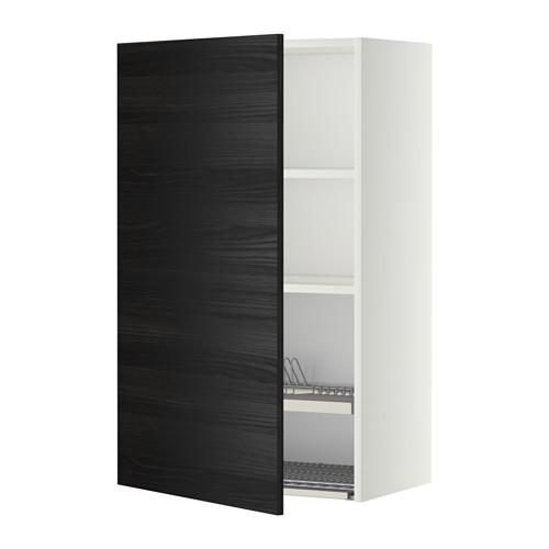 МЕТОД Шкаф навесной с сушкой - белый, Тингсрид под дерево черный, 60x100 см