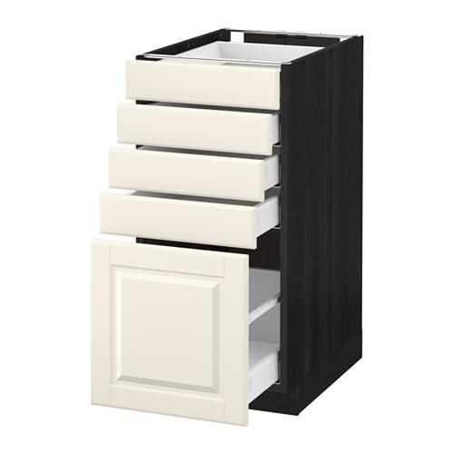 МЕТОД / МАКСИМЕРА Напольный шкаф с 5 ящиками - под дерево черный, Будбин белый с оттенком, 40x60 см