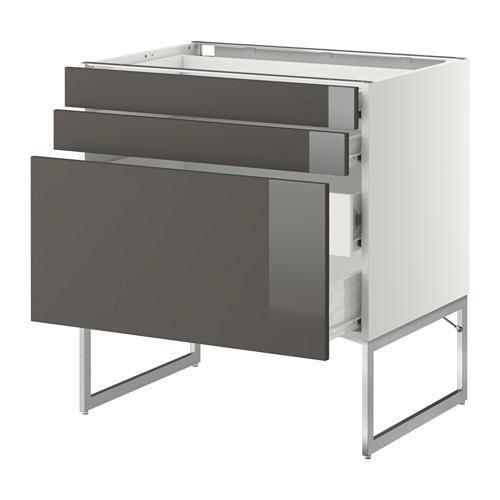МЕТОД / ФОРВАРА Напольн шкаф 3фронт пнл/2низ/2ср ящ - 80x60x60 см, Рингульт глянцевый серый, белый МЕТОД / ФОРВАРА Напольн шкаф 3фронт пнл/2низ/2ср ящ - 80x60x60 см, Рингульт глянцевый серый, белый