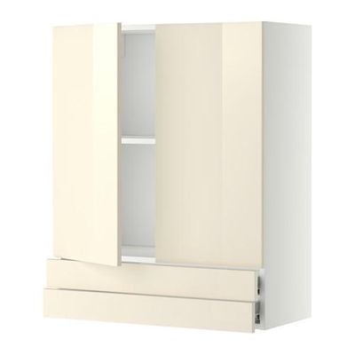 МЕТОД / ФОРВАРА Навесной шкаф/2дверцы/2ящика - 80x100 см, Рингульт глянцевый кремовый, белый МЕТОД / ФОРВАРА Навесной шкаф/2дверцы/2ящика - 80x100 см, Рингульт глянцевый кремовый, белый