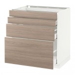 МЕТОД / МАКСИМЕРА Напольн шкаф 4 фронт панели/4 ящика - 80x60 см, Брокхульт под грецкий орех светло-серый, белый МЕТОД / МАКСИМЕРА Напольн шкаф 4 фронт панели/4 ящика - 80x60 см, Брокхульт под грецкий орех светло-серый, белый