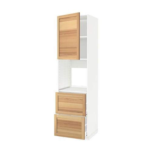 МЕТОД / МАКСИМЕРА Выс шк д/дхвк+двр/2фрнт/2выс ящ - белый, Торхэмн естественный ясень, 60x60x220 см
