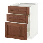 МЕТОД / ФОРВАРА Напольный шкаф с 3 ящиками - 60x60 см, Филипстад коричневый, белый