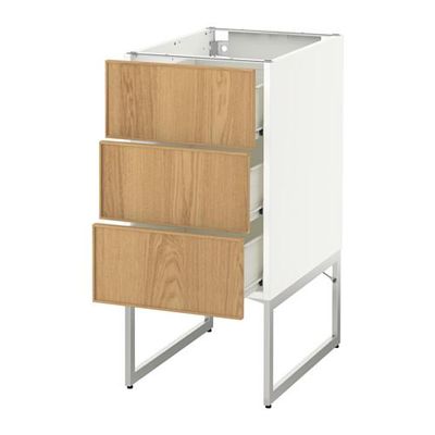 МЕТОД / ФОРВАРА Нплн шк 3 фрнт/3 средн ящика - 40x60x60 см, Экестад дуб, белый МЕТОД / ФОРВАРА Нплн шк 3 фрнт/3 средн ящика - 40x60x60 см, Экестад дуб, белый