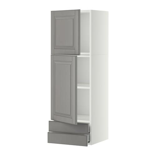 МЕТОД / МАКСИМЕРА Навесной шкаф/2дверцы/2ящика - белый, Будбин серый, 40x120 см