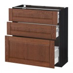 МЕТОД / МАКСИМЕРА Напольный шкаф с 3 ящиками - под дерево черный, Филипстад коричневый, 80x37 см