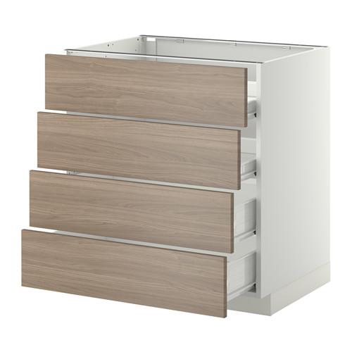 МЕТОД / ФОРВАРА Напольн шкаф 4 фронт панели/4 ящика - белый, Брокхульт под грецкий орех светло-серый, 80x60 см МЕТОД / ФОРВАРА Напольн шкаф 4 фронт панели/4 ящика - белый, Брокхульт под грецкий орех светло-серый, 80x60 см