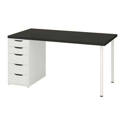 LINNMON/ALEX стол черно-коричневый/белый 75x74 cm