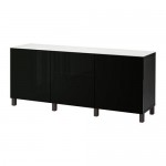 БЕСТО Комб для хран с дверц/ящ - черно-коричневый/Сельсвикен глянцевый/черный, направляющие ящика,нажимные