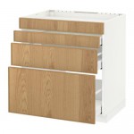МЕТОД / МАКСИМЕРА Нап шкаф д/духовки/4фасада/3ящика - белый, Экестад дуб, 80x60 см МЕТОД / МАКСИМЕРА Нап шкаф д/духовки/4фасада/3ящика - белый, Экестад дуб, 80x60 см
