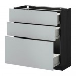 МЕТОД / ФОРВАРА Напольный шкаф с 3 ящиками - 80x37 см, Веддинге серый, под дерево черный МЕТОД / ФОРВАРА Напольный шкаф с 3 ящиками - 80x37 см, Веддинге серый, под дерево черный