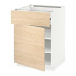 МЕТОД / МАКСИМЕРА Напольн шкаф двр/фр пнл/плк/2низ ящ - белый, Аскерсунд под светлый ясень, 60x60 см