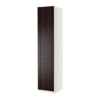 ПАКС Гардероб с 1 дверью - Бергсбу черно-коричневый, белый, 50x38x236 см, плавно закрывающиеся петли