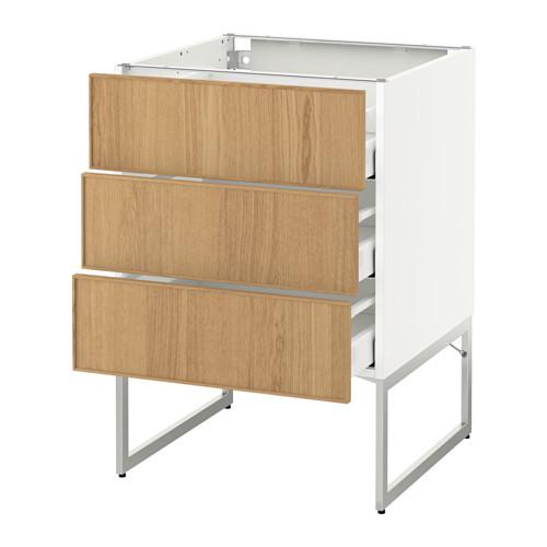МЕТОД / МАКСИМЕРА Нплн шк 3 фрнт/3 средн ящика - белый, Экестад дуб, 60x60x60 см МЕТОД / МАКСИМЕРА Нплн шк 3 фрнт/3 средн ящика - белый, Экестад дуб, 60x60x60 см