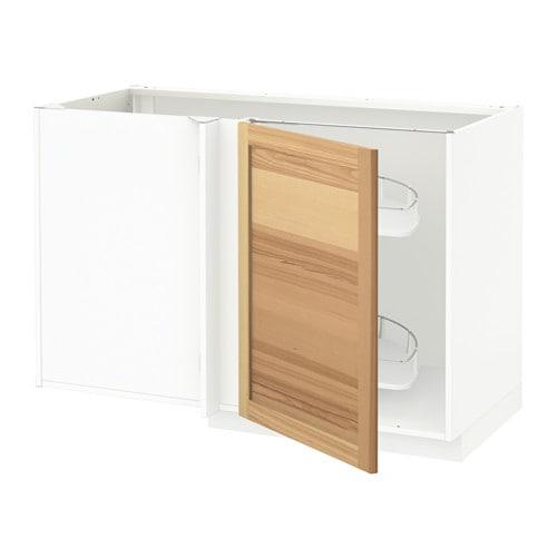 МЕТОД Угловой напол шкаф с выдвижн секц - белый, Торхэмн естественный ясень МЕТОД Угловой напол шкаф с выдвижн секц - белый, Торхэмн естественный ясень