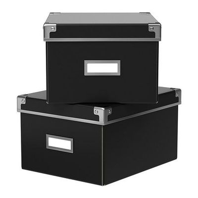 КАССЕТ Коробка с крышкой - черный, 21x26x15 см