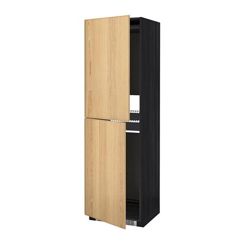 МЕТОД Высок шкаф д холодильн/мороз - под дерево черный, Экестад дуб, 60x60x200 см