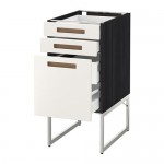 МЕТОД / МАКСИМЕРА Напольн шкаф 3фронт пнл/2низ/2ср ящ - 40x60x60 см, Мэрста белый, под дерево черный