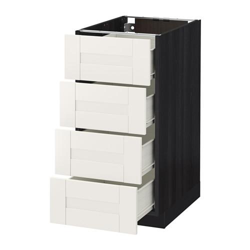 МЕТОД / ФОРВАРА Напольн шкаф 4 фронт панели/4 ящика - под дерево черный, Сэведаль белый, 40x60 см МЕТОД / ФОРВАРА Напольн шкаф 4 фронт панели/4 ящика - под дерево черный, Сэведаль белый, 40x60 см