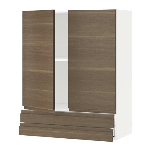 МЕТОД / МАКСИМЕРА Навесной шкаф/2дверцы/2ящика - белый, Воксторп под грецкий орех, 80x100 см МЕТОД / МАКСИМЕРА Навесной шкаф/2дверцы/2ящика - белый, Воксторп под грецкий орех, 80x100 см