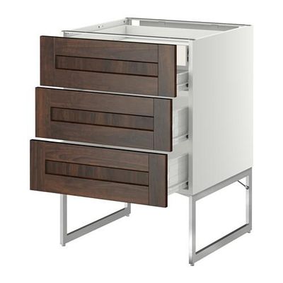 МЕТОД / ФОРВАРА Напольн шкаф 3фронт пнл/2низ/2ср ящ - 60x60x60 см, Эдсерум под дерево коричневый, белый МЕТОД / ФОРВАРА Напольн шкаф 3фронт пнл/2низ/2ср ящ - 60x60x60 см, Эдсерум под дерево коричневый, белый