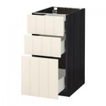 МЕТОД / ФОРВАРА Напольный шкаф с 3 ящиками - 40x60 см, Хитарп белый с оттенком, под дерево черный МЕТОД / ФОРВАРА Напольный шкаф с 3 ящиками - 40x60 см, Хитарп белый с оттенком, под дерево черный