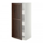 МЕТОД / ФОРВАРА Высокий шкаф с ящиками - белый, Эдсерум под дерево коричневый