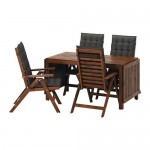 ЭПЛАРО Стол+4 кресла, д/сада - Эпларо коричневая морилка/Холло черный