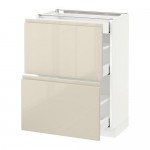 МЕТОД / МАКСИМЕРА Напольный шкаф/2фасада/3ящика - белый, Воксторп глянцевый светло-бежевый, 60x37 см МЕТОД / МАКСИМЕРА Напольный шкаф/2фасада/3ящика - белый, Воксторп глянцевый светло-бежевый, 60x37 см