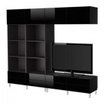 БЕСТО Шкаф для ТВ, комбинация - черно-коричневый/глянцевый черный