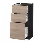 МЕТОД / МАКСИМЕРА Напольный шкаф с 3 ящиками - 40x37 см, Брокхульт под грецкий орех светло-серый, под дерево черный МЕТОД / МАКСИМЕРА Напольный шкаф с 3 ящиками - 40x37 см, Брокхульт под грецкий орех светло-серый, под дерево черный