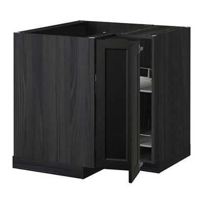 МЕТОД Угл напольн шкаф с вращающ секц - Лаксарби черно-коричневый, под дерево черный МЕТОД Угл напольн шкаф с вращающ секц - Лаксарби черно-коричневый, под дерево черный