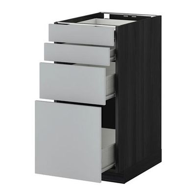 МЕТОД / ФОРВАРА Напольн шкаф 4 фронт панели/4 ящика - 40x60 см, Веддинге серый, под дерево черный МЕТОД / ФОРВАРА Напольн шкаф 4 фронт панели/4 ящика - 40x60 см, Веддинге серый, под дерево черный