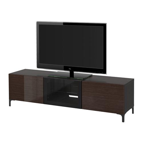 БЕСТО Тумба под ТВ с ящиками и дверцей - черно-коричневый/Сельсвикен глянцевый/коричневый прозрач стекло, направляющие ящика, плавно закр БЕСТО Тумба под ТВ с ящиками и дверцей - черно-коричневый/Сельсвикен глянцевый/коричневый прозрач стекло, направляющие ящика, плавно закр