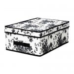 ГАРНИТУР Коробка с крышкой - черный/белый цветок, 28x42x16 см