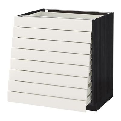 МЕТОД / ФОРВАРА Наполн шкаф 8 фронт/8 низк ящиков - 80x60 см, Сэведаль белый, под дерево черный