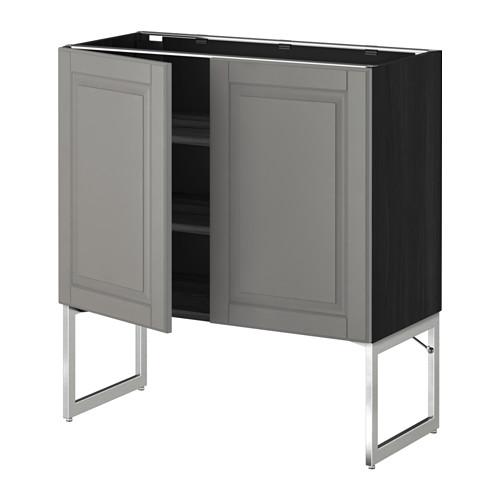 МЕТОД Напол шкаф с полками/2двери - под дерево черный, Будбин серый, 80x37x60 см МЕТОД Напол шкаф с полками/2двери - под дерево черный, Будбин серый, 80x37x60 см