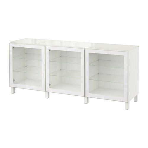 БЕСТО Комбинация для хранения с дверцами - белый/Глассвик белый прозрачное стекло