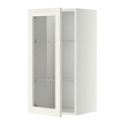 МЕТОД Навесной шкаф с полками/стекл дв - 40x80 см, Росдаль белый ясень, белый МЕТОД Навесной шкаф с полками/стекл дв - 40x80 см, Росдаль белый ясень, белый